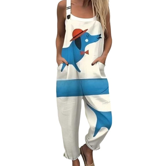 Boho Floral Oversized Jumpsuit, Baggy Wide Leg Overalls, Plus Size Rompers with Pockets, Comfy Casual Summer Outfits, Trendy Y2K Going Out Beach Vacation Outfits,Sky BlueXXL