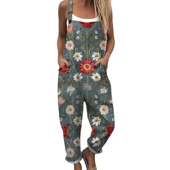 Boho Floral Oversized Jumpsuit, Baggy Wide Leg Overalls, Plus Size Rompers with Pockets, Comfy Casual Summer Outfits, Trendy Y2K Going Out Beach Vacation Outfits,PurpleXL