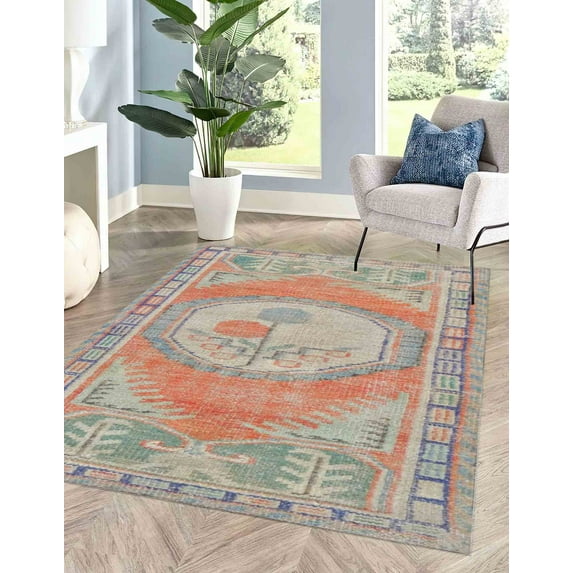 Boho Floral Pattern Rugs, Faded Rug, Minimal Rug, Antique Style Rugs, Turkish Rug, Office Rug, Pattern Rug, Colorful Rug, Gift For Him, 3.3'x5' - 100x150 cm