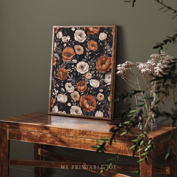 Boho Floral Pattern Vintage Flower Illustration Rustic Bohemian ...