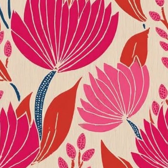 Boho Floral Peel and Stick Wallpaper 23.6in x 9.8ft Bold Floral Pink Red Lotus Flowers Beige Contact Paper Vinyl Waterproof Self Adhesive Wall Paper for Bedroom Shelf Cabinet Renter Friendly