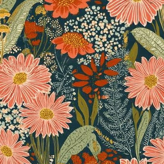 Boho Floral Peel and Stick Wallpaper 23.6in x 9.8ft Vintage Floral Daisies Wildflowers Dark Contact Paper Vinyl Waterproof Self Adhesive Wall Paper for Bedroom Shelf Cabinet Renter Friendly
