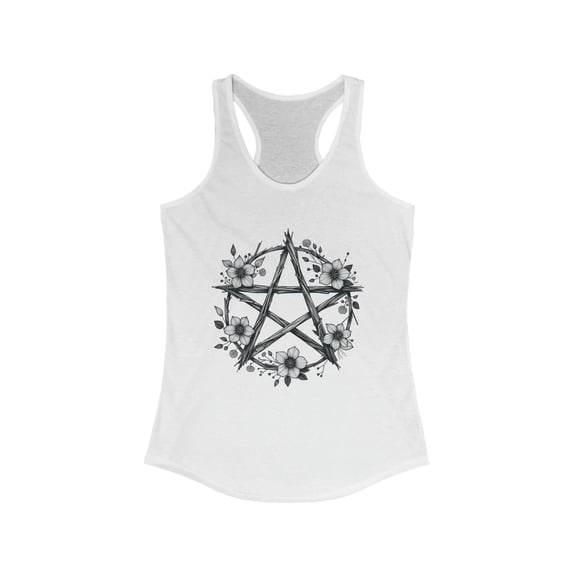 Boho Floral Pentagram Tank Top - Women's Racerback Shirt in 4 Colors