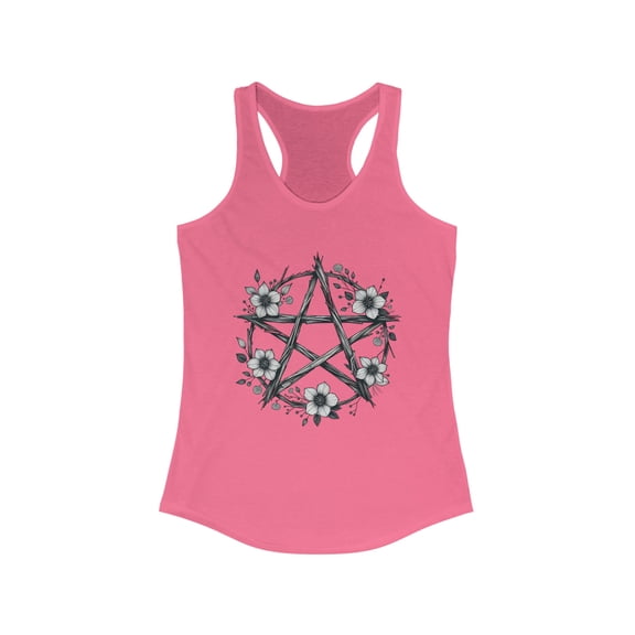 Boho Floral Pentagram Tank Top - Women's Racerback Shirt in 4 Colors