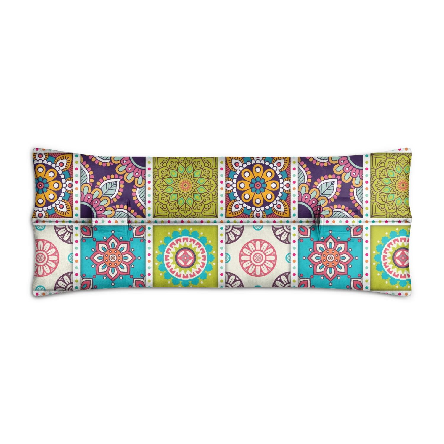 Boho Floral Post Surgery Seatbelt Pillow - Soft Mastectomy Car Cushion for Women, Tribal Folk Style Chest Protector After Heart Surgery, Vintage Retro Pressure Relief Pad