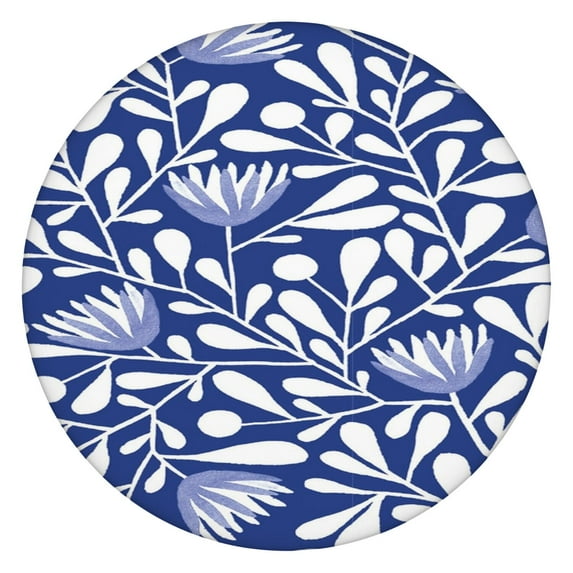 Boho Floral Print Round Table Cover with Elastic Border, Perfect Fit for 52-56 Inch Tables, Machine Washable Fabric