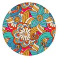 thumbnail image 1 of Boho Floral Print Round Tablecloth with Elastic Hem, 44 Inch Fits 38-42 Inch Tables, Liquid Resistant Vinyl, 1 of 7