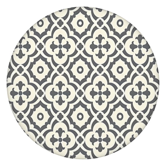 Boho Floral Print Round Tablecover with Elastic Hem, 44 Inch Fits 38"-42" Tables, Easy Clean Surface for Everyday Dining and Events