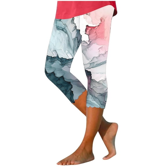 Boho Floral Print Vintage Capris for Women 2025 Summer Casual Resort Beach Pants Plus Size Comfy Lounge Yoga Leggings