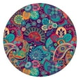 thumbnail image 1 of Boho Floral Print Vinyl Tablecloth with Elastic, 44Inch Fits 38 to 42 Inch Round Tables, Liquid Resistant for Patio and Kitchen Use, 1 of 7