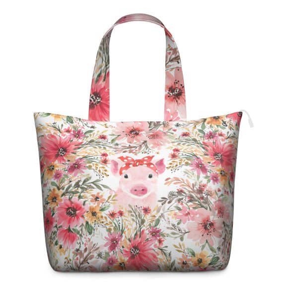 Boho Floral Print Weekender Bag, Large Capacity Carry-On Tote with Durable Handles for Women Travelers