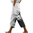 thumbnail image 1 of Boho Floral Print Women's Summer Casual Beach Pants Loose Fit Straight Wide Leg Capris Comfy High Waist Capri Pants, 1 of 5