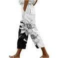 thumbnail image 1 of Boho Floral Print Women's Summer Casual Beach Pants Loose Fit Straight Wide Leg Capris Comfy High Waist Capri Pants, 1 of 5