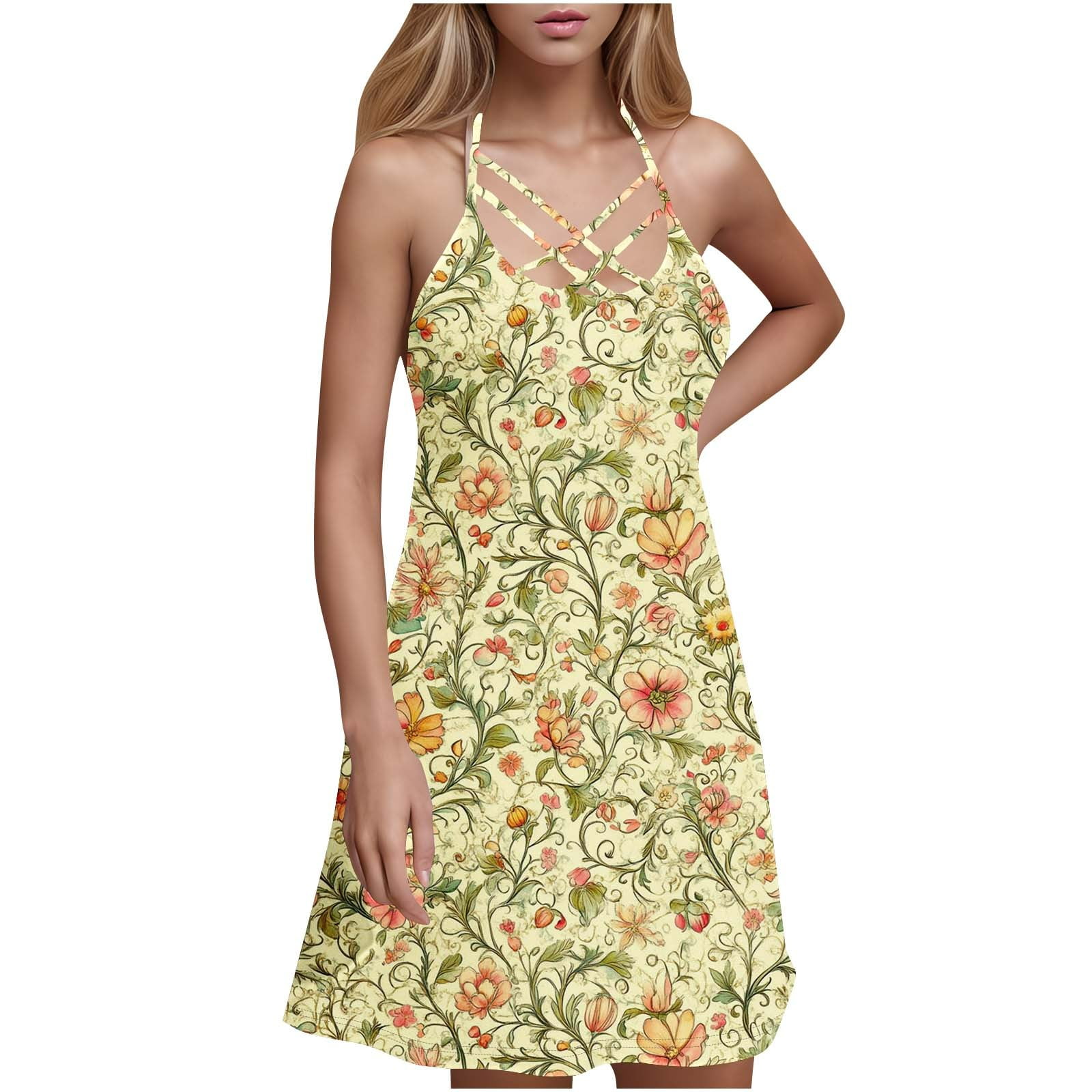 Women Beachwear Boho Print Dress Short Sleeve Long Dress Floral Swimsuit One Piece Suit main image 0
