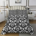 thumbnail image 1 of Boho Floral Quilt Set Victorian Twin Bedspread Set for Girls,Gothic Paisley Coverlet&nbsp;Set Baroque Vintage Damask Goth Quilted,Black White Antique Exotic Flowers Bohemian Decor, 1 of 5