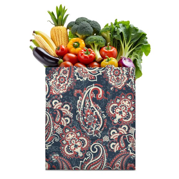 Boho Floral Reusable Fabric Tote Bag - Large Capacity Foldable Grocery Bag, Machine Washable