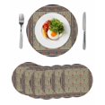 thumbnail image 1 of Boho Floral Round 15 Inch Placemats Set of 6, Vintage Flowers Abstract Art Ethic Tribe HeatResistant Non Slip Place Mats for Dining Table, Wipeable Braided Kitchen Table Mats for Housewarming, 1 of 9