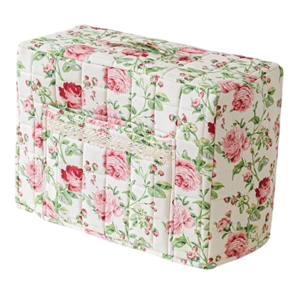 Boho Floral Sewing Machine Cover Quilted Fabric Dust Cover with Pockets for Most Standard Sewing Machines and Accessories