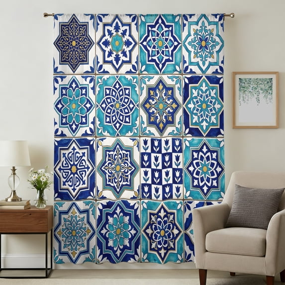 Boho Floral Sheer Curtains 54 Inches Long for Bedroom, Southwestern ...