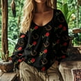 thumbnail image 1 of Womens Boho Floral Shirts V Neck Long Sleeve Button Down Casual Loose Top L Size S-Xxxxxl Oversized Tshirts For Women, 1 of 1