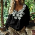 thumbnail image 1 of Womens Boho Floral Shirts V Neck Long Sleeve Button Down Casual Loose Top L Size S-Xxxxxl Oversized Tshirts For Women, 1 of 1