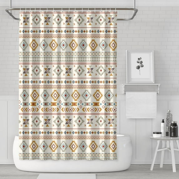 Boho Floral Shower Curtain 72x72 Inches - Tropical Leaves, Vintage Botanical Print, Waterproof Fabric for Chic Bathroom Decor, Modern Farmhouse & Bohemian Style