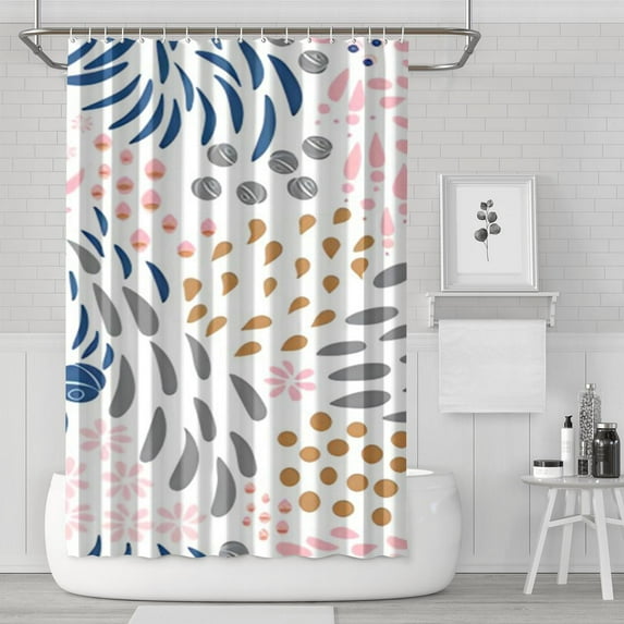 Boho Floral Shower Curtain 72x72 Inches - Tropical Leaves, Vintage Botanical Print, Waterproof Fabric for Chic Bathroom Decor, Modern Farmhouse & Bohemian Style