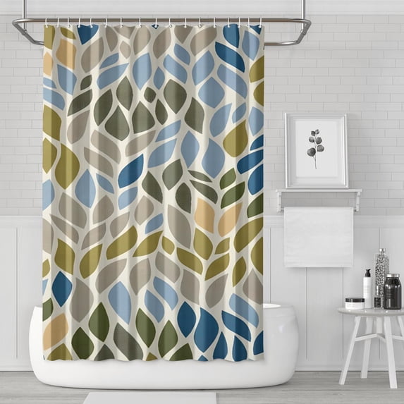 Boho Floral Shower Curtain 72x72 Inches - Tropical Leaves, Vintage Botanical Print, Waterproof Fabric for Chic Bathroom Decor, Modern Farmhouse & Bohemian Style