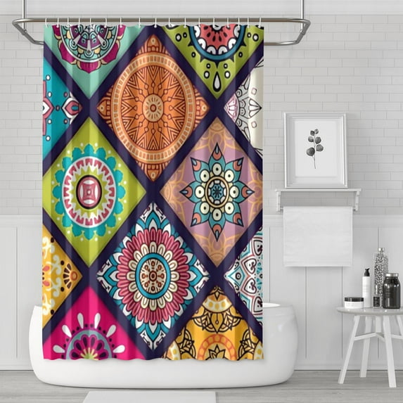 Boho Floral Shower Curtain 72x72 Inches - Tropical Leaves, Vintage Botanical Print, Waterproof Fabric for Chic Bathroom Decor, Modern Farmhouse & Bohemian Style