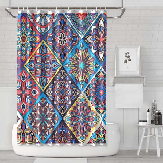 Boho Floral Shower Curtain 72x72 Inches - Tropical Leaves, Vintage Botanical Print, Waterproof Fabric for Chic Bathroom Decor, Modern Farmhouse & Bohemian Style