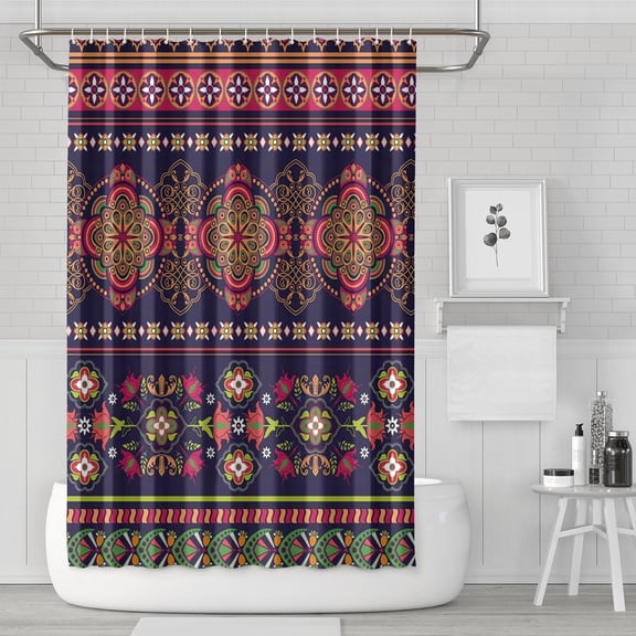 Boho Floral Shower Curtain 72x72 Inches - Tropical Leaves, Vintage Botanical Print, Waterproof Fabric for Chic Bathroom Decor, Modern Farmhouse & Bohemian Style