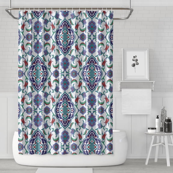 Boho Floral Shower Curtain 72x72 Inches - Tropical Leaves, Vintage Botanical Print, Waterproof Fabric for Chic Bathroom Decor, Modern Farmhouse & Bohemian Style