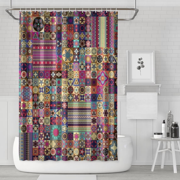 Boho Floral Shower Curtain 72x72 Inches - Tropical Leaves, Vintage Botanical Print, Waterproof Fabric for Chic Bathroom Decor, Modern Farmhouse & Bohemian Style