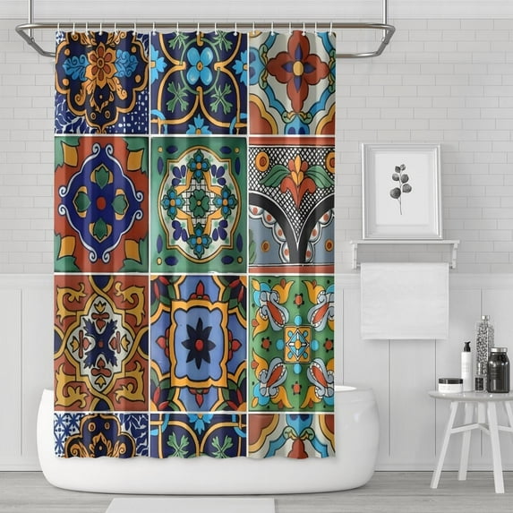 Boho Floral Shower Curtain 72x72 Inches - Tropical Leaves, Vintage Botanical Print, Waterproof Fabric for Chic Bathroom Decor, Modern Farmhouse & Bohemian Style