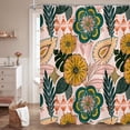 thumbnail image 1 of Boho Floral Shower Curtain Set with Hooks, Tropical Leaves Fabric Cloth Shower Curtains for Rustic Vintage Bathroom Decor, Colorful Flower Shower Curtain, 72x72, 1 of 6