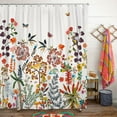 thumbnail image 1 of Boho Floral Shower Curtain for Bathroom,Spring Summer Vintage Wildflower Butterfly Shower Curtain with Hooks,Polyester Fabric Shower Curtains Machine Washable Waterproof Bath Decor 72" x 72", 1 of 6