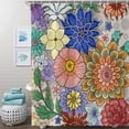 thumbnail image 1 of Boho Floral Shower Curtain Colorful Mandala Flower Blossom Bath Curtain with Hooks Modern Farmhouse Country Shower Curtain for Bathroom Waterproof Fabric Home Decor 72Wx72L, 1 of 6