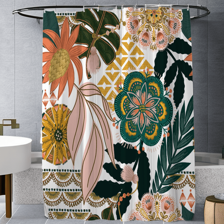 Floral Printed Shower Curtain Bathroom Accessories Waterproof