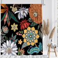 thumbnail image 1 of Boho Floral Shower Curtain Flowers Black Vintage Mid Century Abstract Botanical Colorful Waterproof Fabric 72x72 Inch,Modern Abstract Colorful Bathroom Decor, 1 of 6