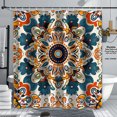 Boho Floral Shower Curtain Orange Blue White Bathroom Decor Patterned