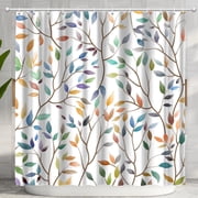 Boho Floral Shower Curtain, Spring Summer Colorful Leaves Bohemian Shower Curtain Set with 12 Hooks, Bathroom Accessories Decor Cloth Curtain 72"x72" cortinas de ba o