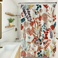 thumbnail image 1 of Boho Floral Shower Curtain Vintage Bohemia Sage Leaves Flower Herb Botanical Bath Curtains Decorative Polyester Fabric Cloth Bathroom Shower Curtains Set with Hooks, 72x72 Inch, 1 of 6