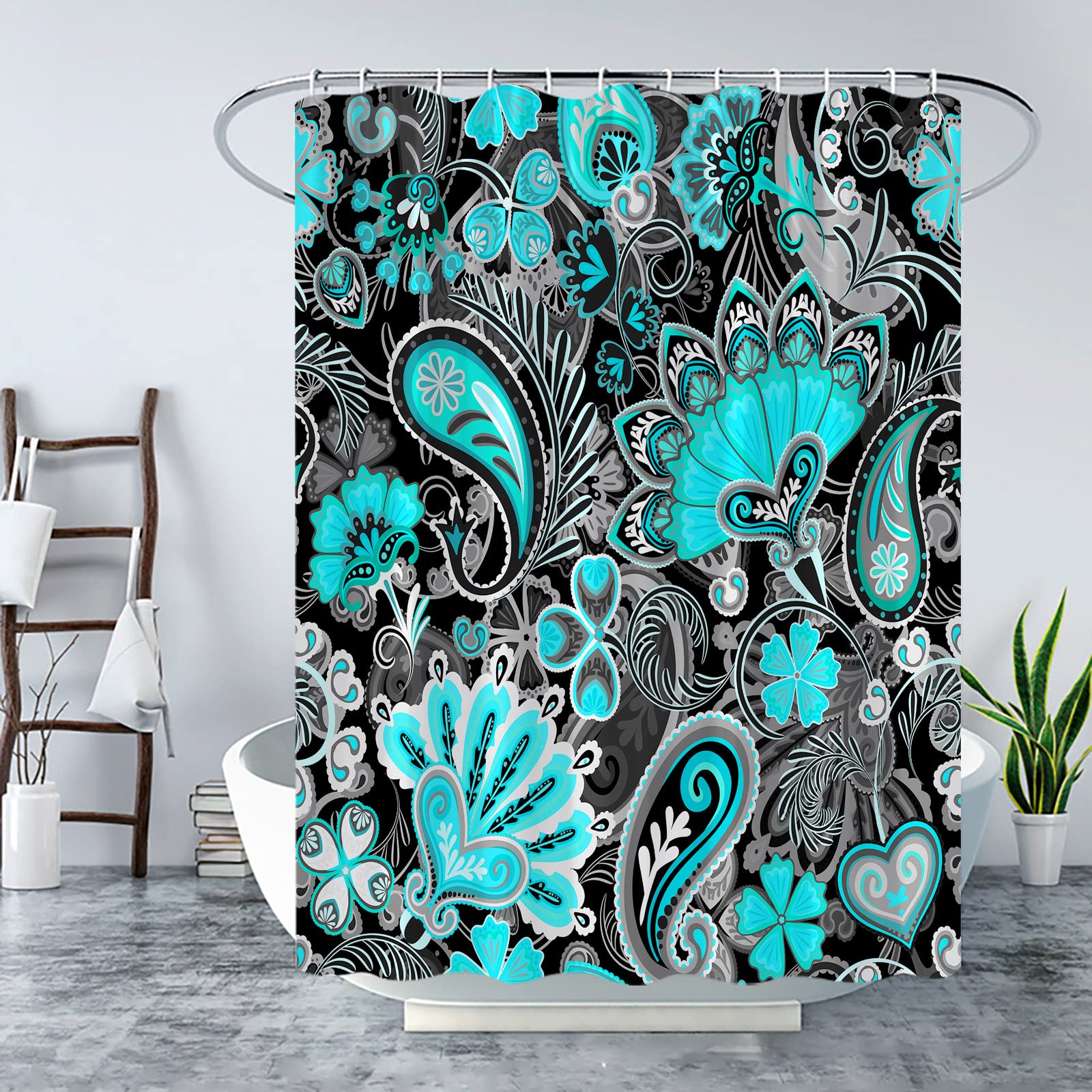 Boho Floral Shower Curtain for Bathroom Paisley Mandala Shower Curtains