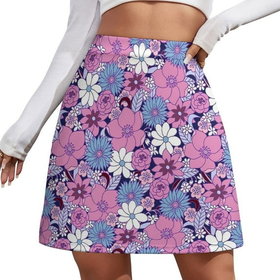 Boho Floral Skirt Women Vintage Flowers Print Elegant Mini Skirts Summer Street Style High