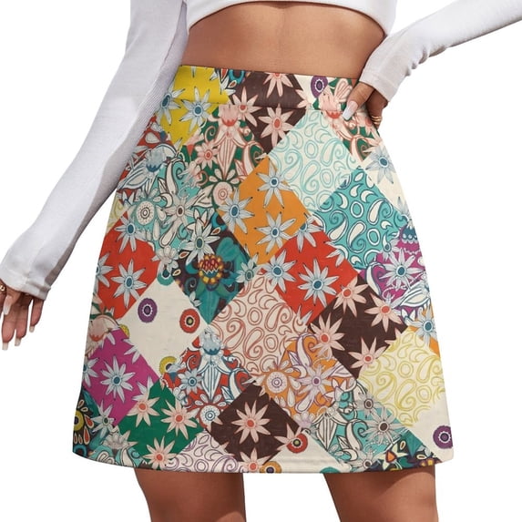 Boho Floral Skirt Women Vintage Flowers Print Elegant Mini Skirts Summer Street Style High