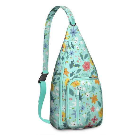 Boho Floral Sling Backpack – Vintage Botanical Watercolor Wildflower Crossbody Daypack with Romantic Garden & Artistic Bloom Pattern, Lightweight Travel Bag for Women & Nature Aesthetics
