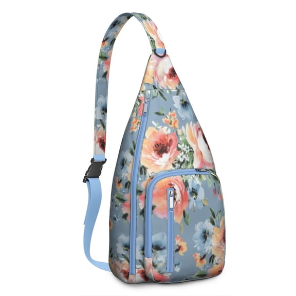 Boho Floral Sling Backpack – Vintage Botanical Watercolor Wildflower Crossbody Daypack with Romantic Garden & Artistic Bloom Pattern, Lightweight Travel Bag for Women & Nature Aesthetics