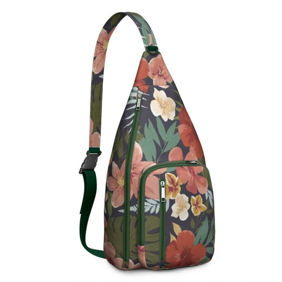 Boho Floral Sling Backpack – Vintage Botanical Watercolor Wildflower Crossbody Daypack with Romantic Garden & Artistic Bloom Pattern, Lightweight Travel Bag for Women & Nature Aesthetics