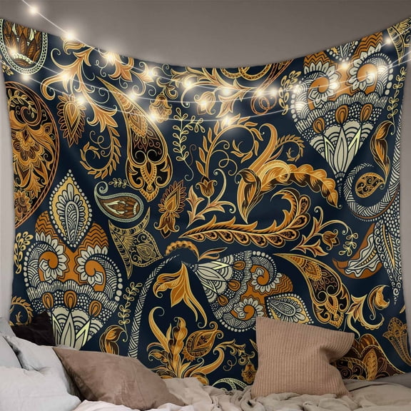 Boho Floral Small Tapestry for Bedroom Wall Hanging Tapestry, Vintage Botanical Paisley Flower Ceiling Backdrop Tapestries Poster Blanket Wall Decor for Teens Room Living Room Dorm 23" x 28"