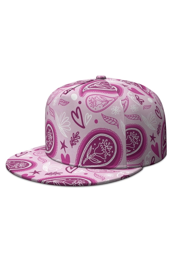 Boho Floral Snapback Cap - Elegant Vintage Unisex Flat Visor Hat with Colorful Paisley Pattern for Street Fashion